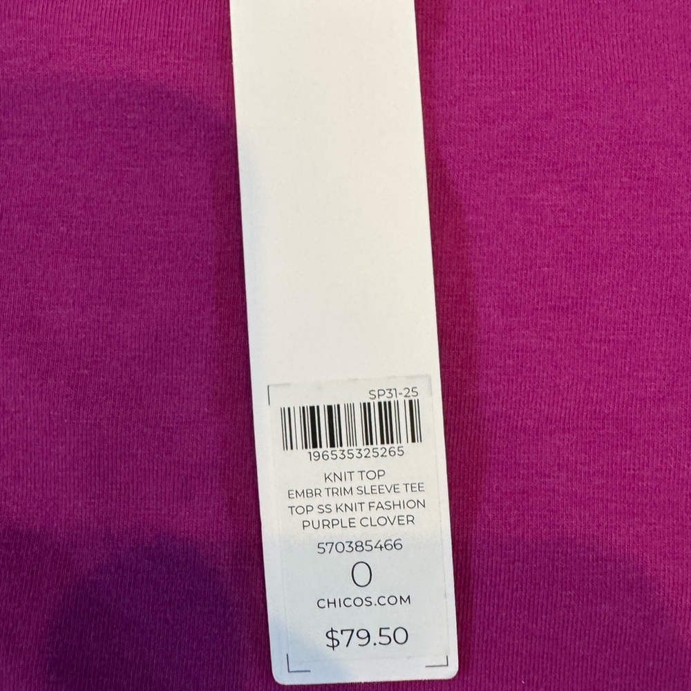 Chico's NWT Eyelet Puff Sleeve Tee - Picture 4 of 10